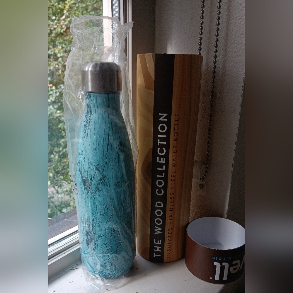 New! S'well Teakwood Blue Insulated Bottle